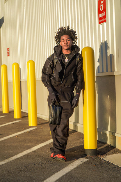 NewInVision-Stitched Fleece Sweatpants