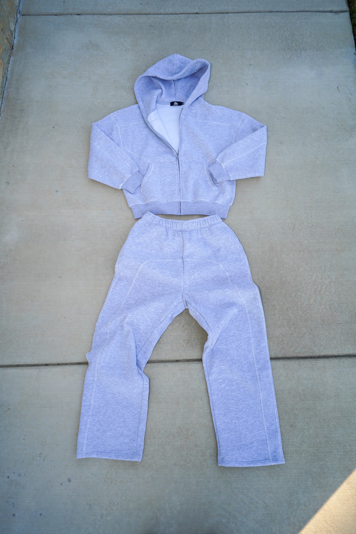 NewInVision-Stitched Boxy Fleece Zip Hoodie