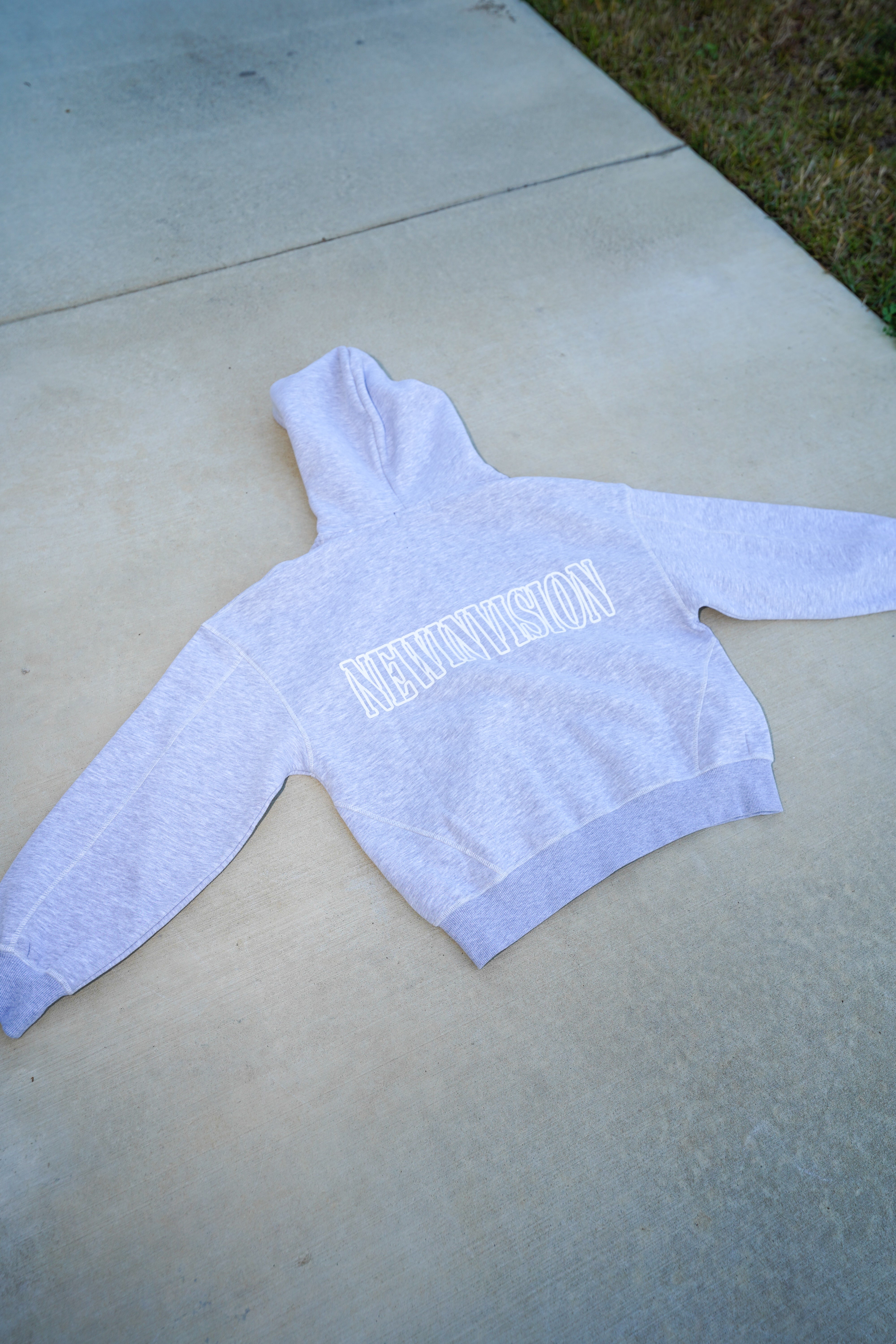 NewInVision-Stitched Boxy Fleece Zip Hoodie
