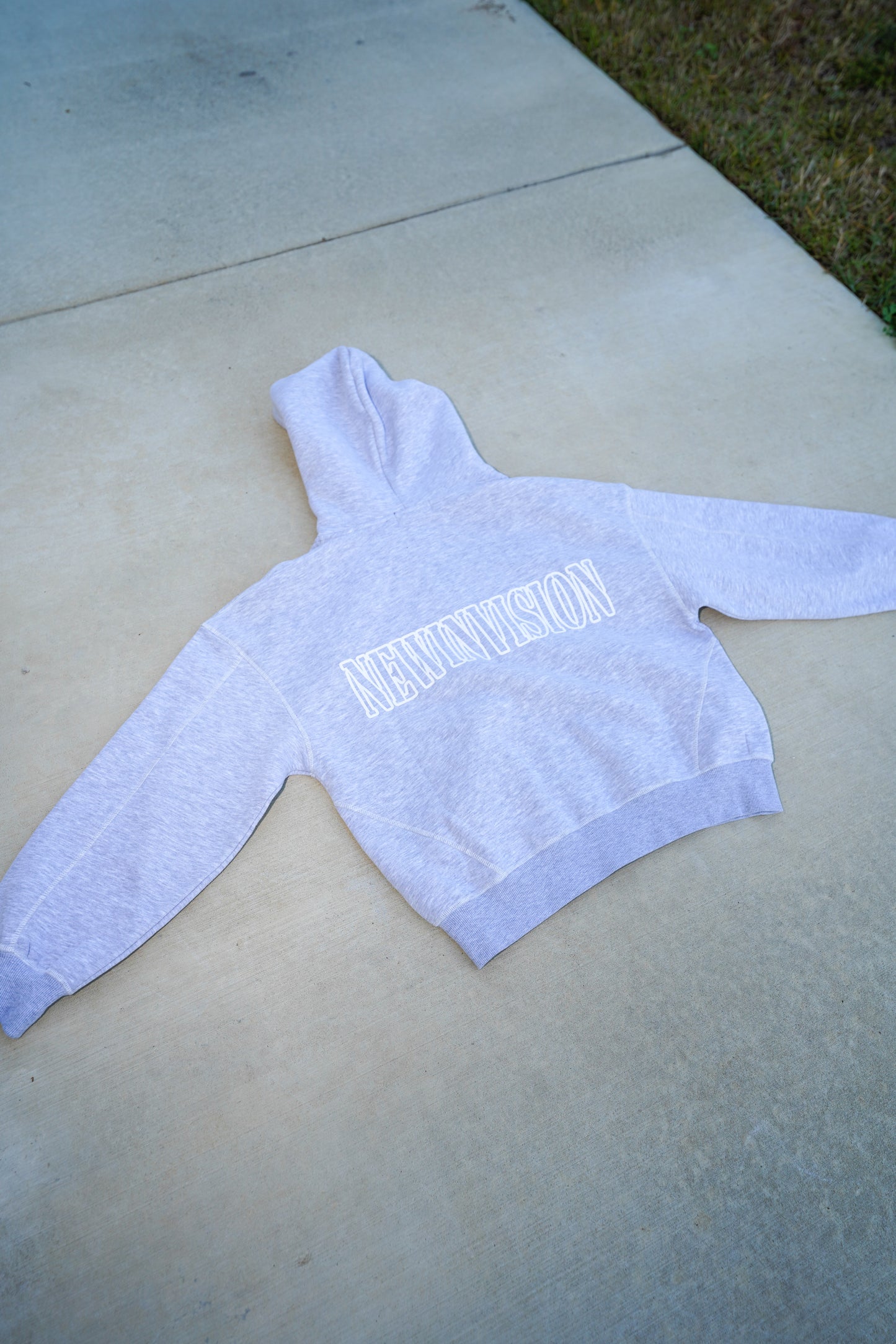 NewInVision-Stitched Boxy Fleece Zip Hoodie