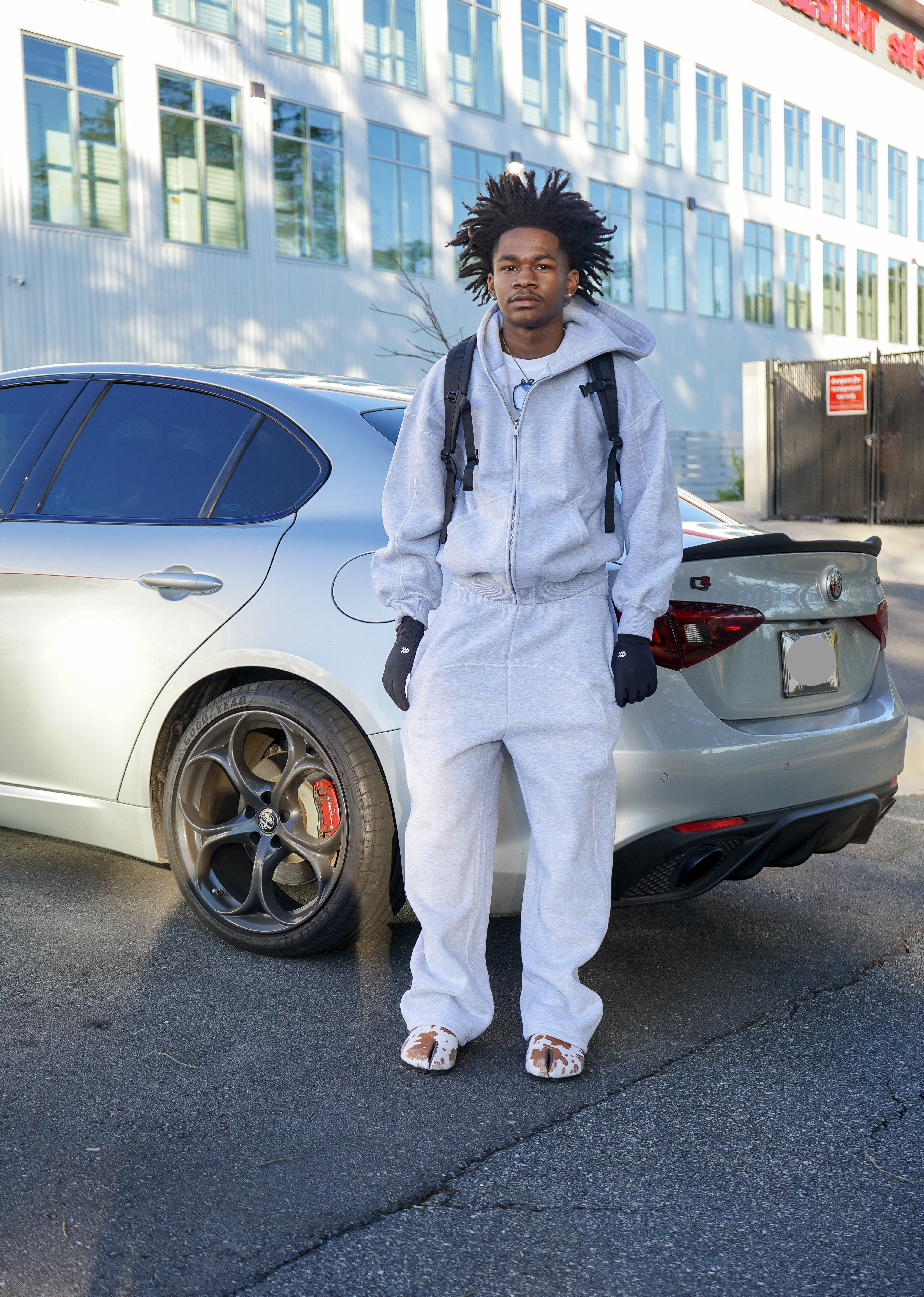 NewInVision-Stitched Boxy Fleece Zip Hoodie