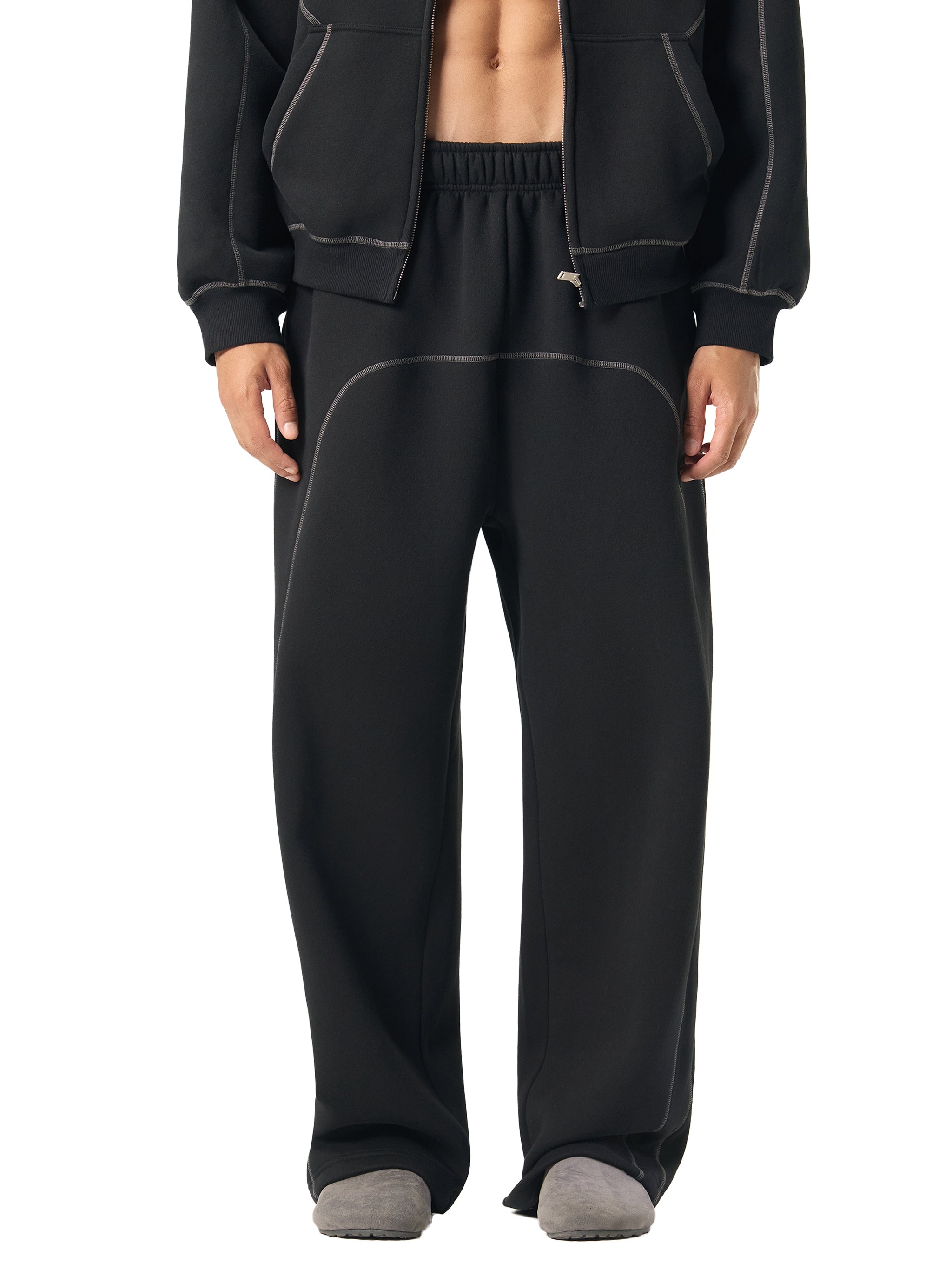 NewInVision-Stitched Fleece Sweatpants