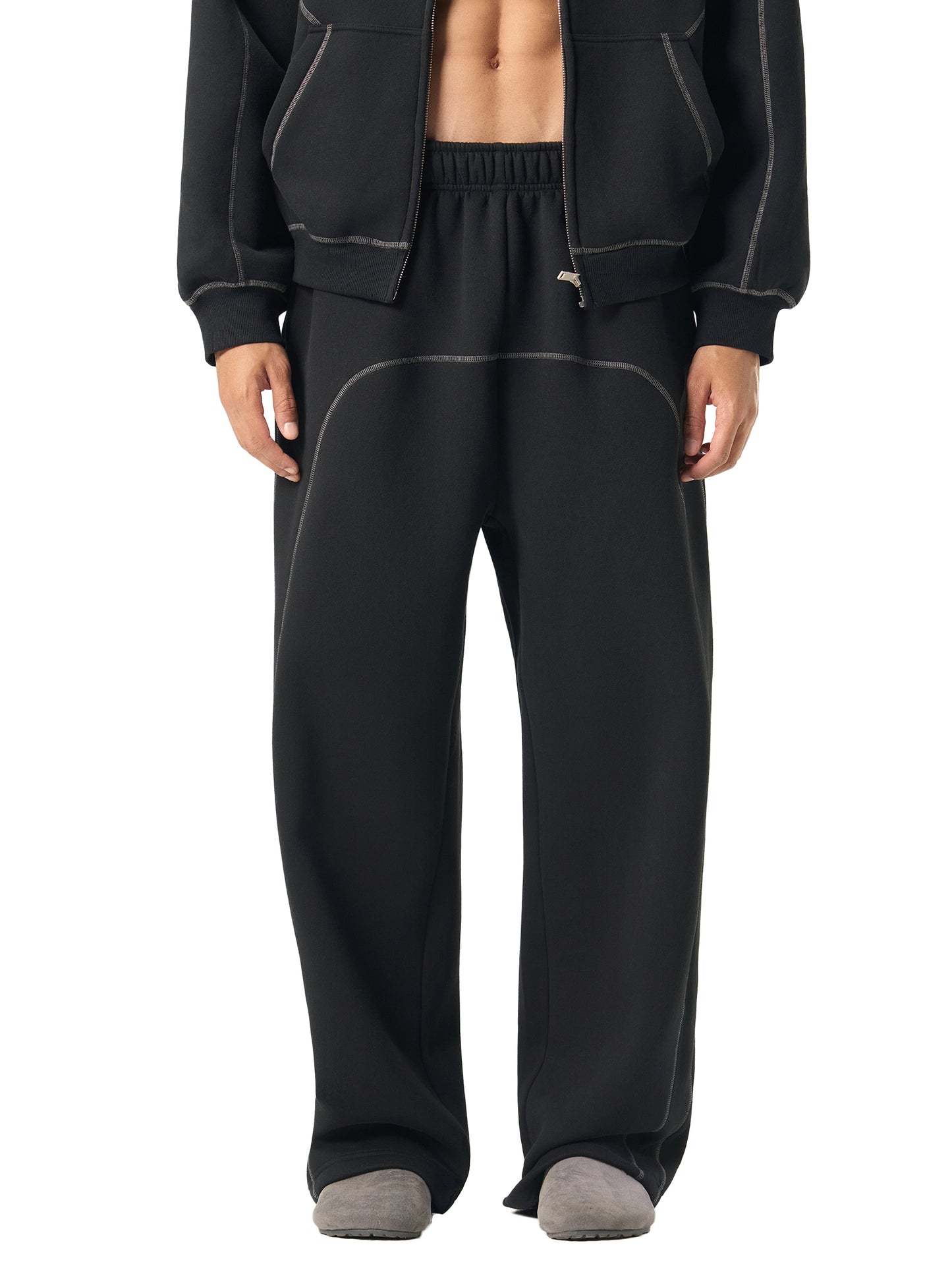NewInVision-Stitched Fleece Sweatpants