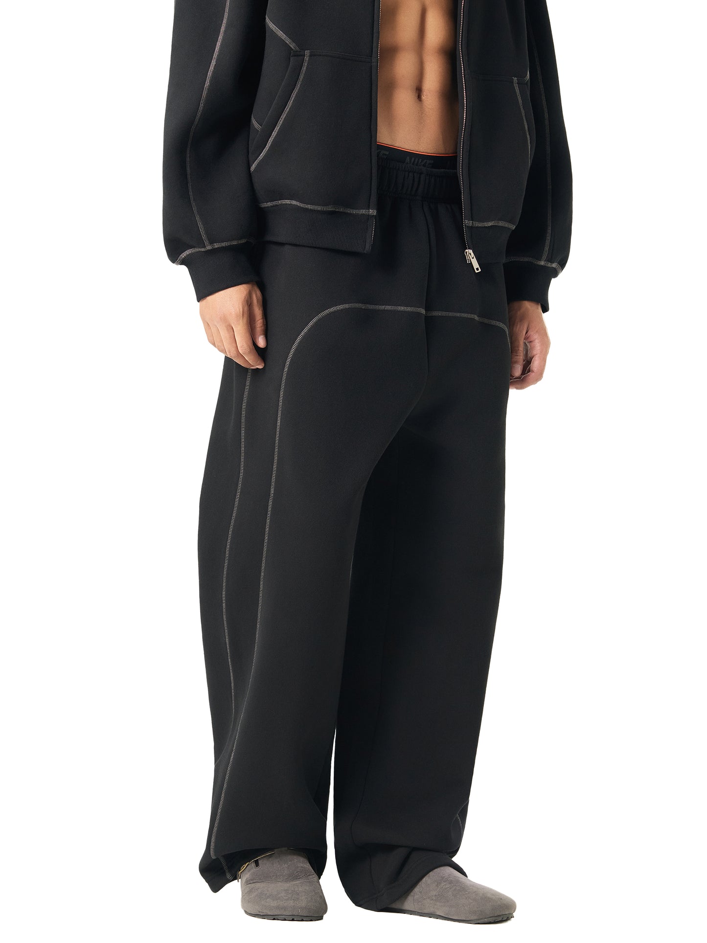 NewInVision-Stitched Fleece Sweatpants